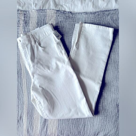 Good American Good Boy Straight Leg Jeans Split Leg White Denim Women's 14 NWT - Picture 2 of 13